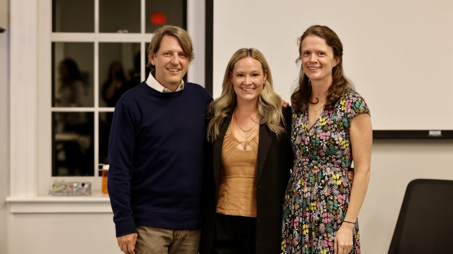 byEilly founder, Elizabeth Blankenship (MBA '22) center, flanked by Jason Brewster (left) and Maurie Carr (right). 