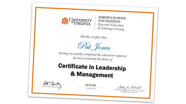 Certificate in Leadership & Management | UVA Darden School of Business