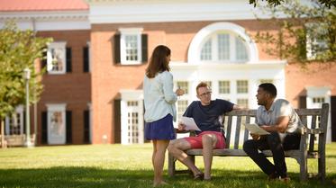 uva darden students sitting outside