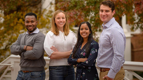 Multicultural students smiling together