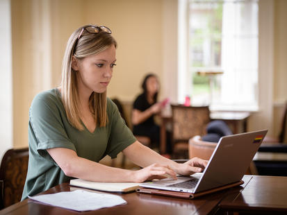 Student working on laptop