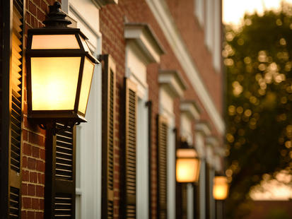 Darden Grounds building with lights