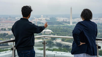 students on rooftop