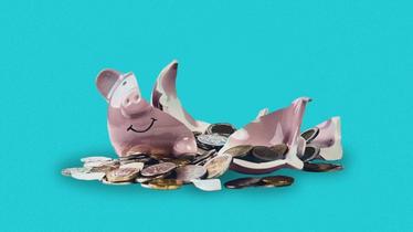 Broken piggy bank